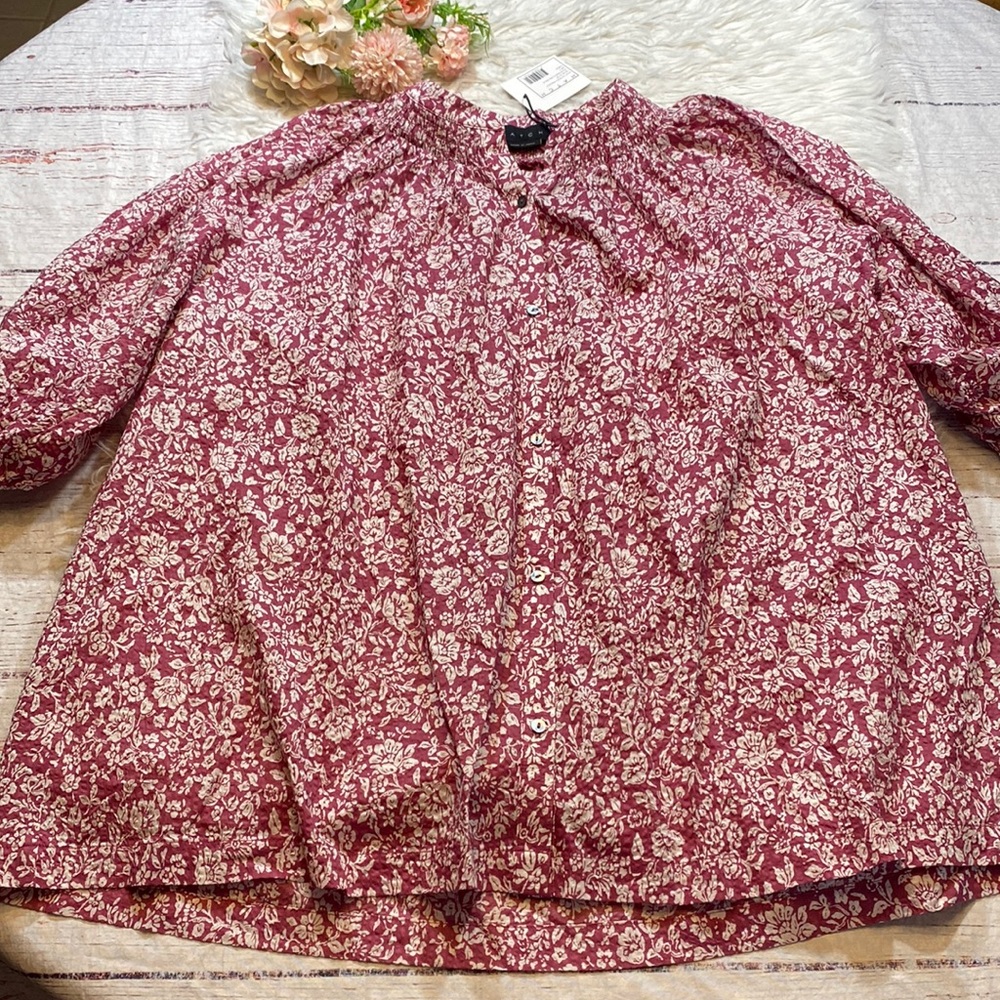 NWT HATCH The Willie Top in Osaka Floral Mauve sz L